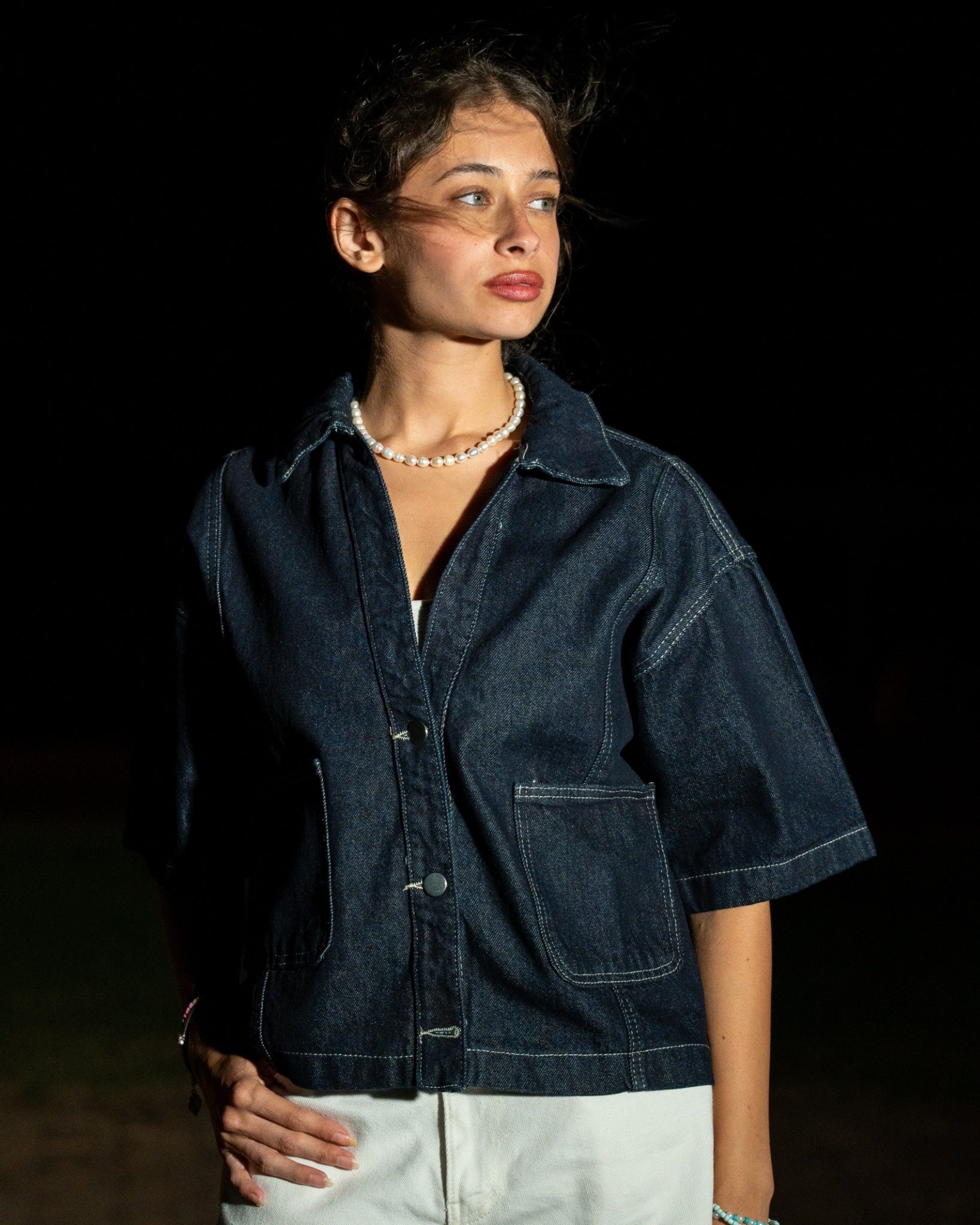 Utility Denim Shirt in Navy