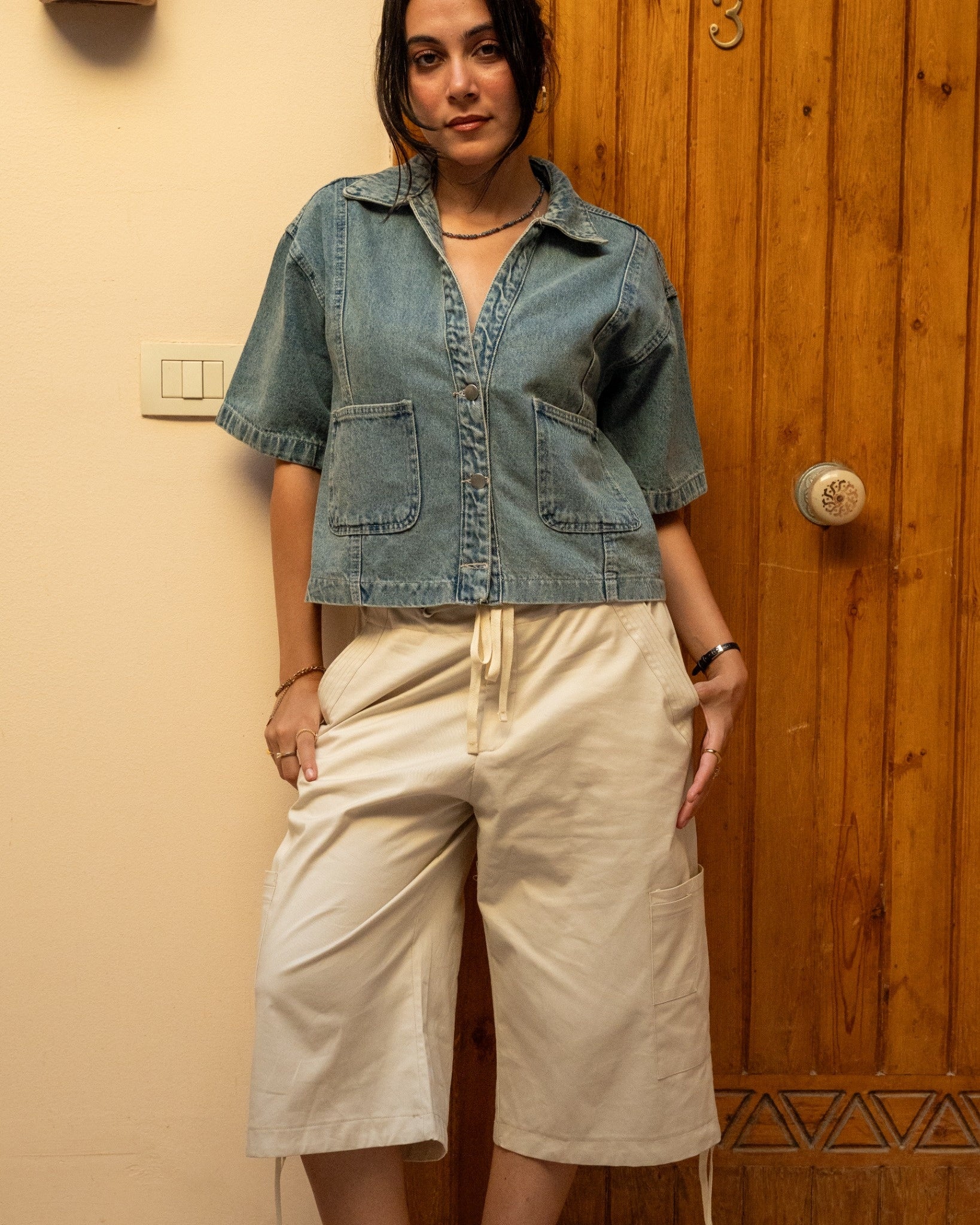 Utility Denim Shirt in Mid Wash