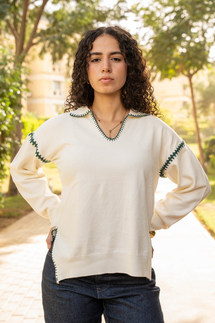 The Stitch Pullover in Off-White