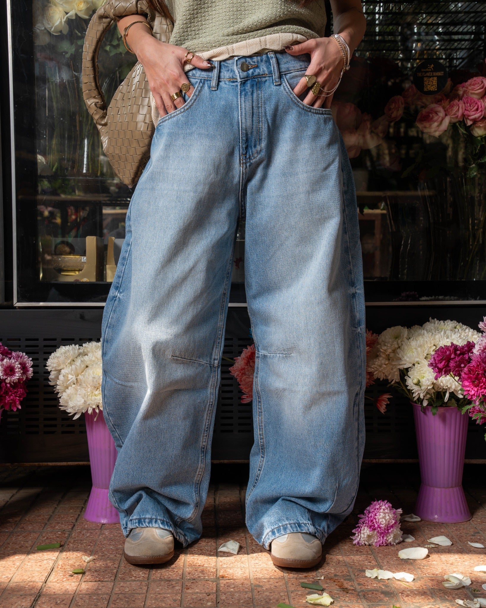 Balloon Denim Pants in Mid-Wash Blue – Zat The Label