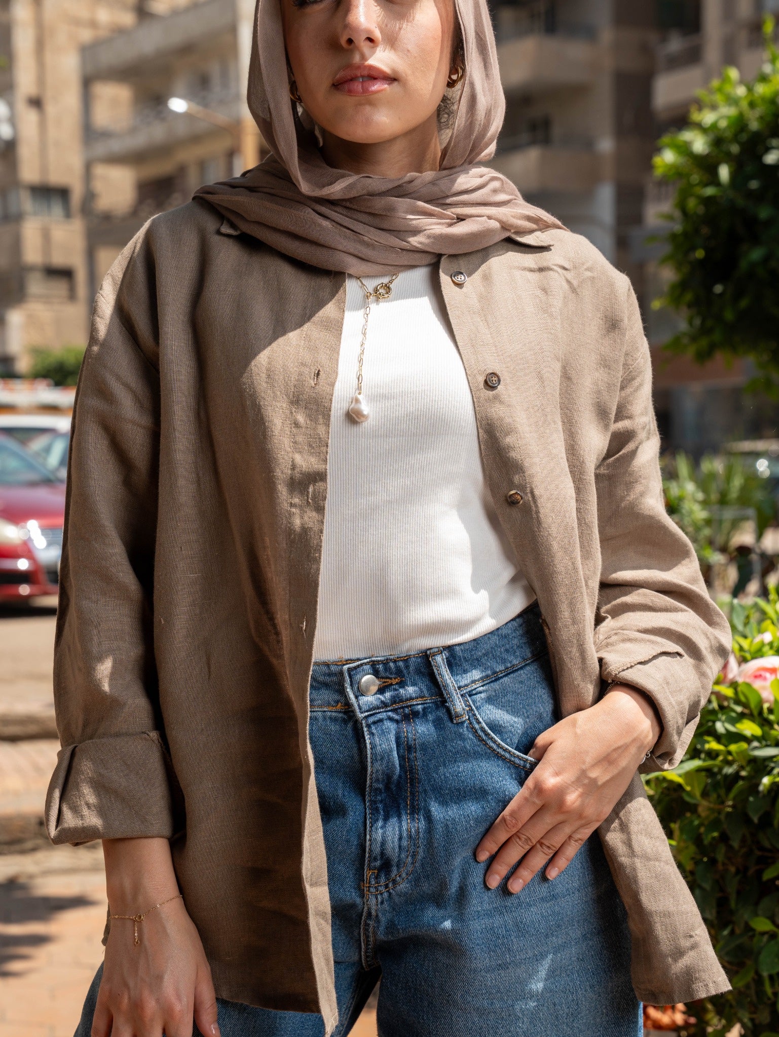 Air Shirt in Warm Taupe